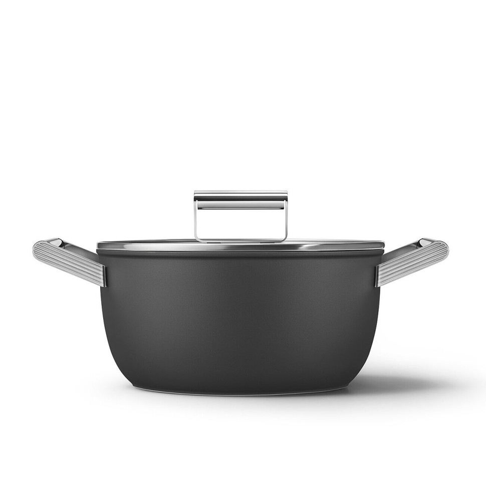 Каструля 24 см Smeg CSF2412BLM чорний матовий Каструля 24 см Smeg CSF2412BLM чорний матовий