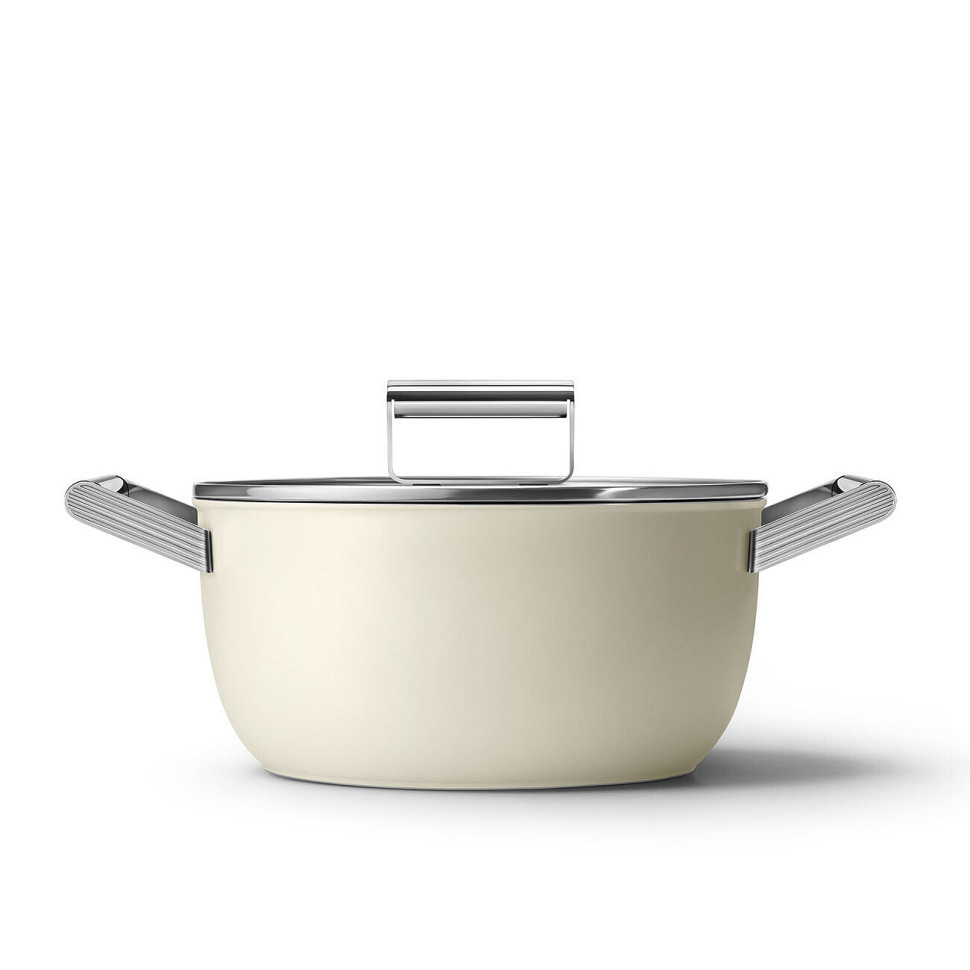 Каструля 24 см Smeg CSF2412CRM кремовий